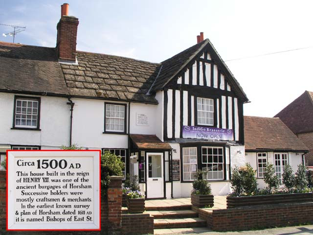 Burgage house in Horsham Burgage in Horsham with a plaque identifying it as such