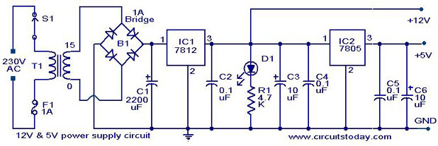 Rangkaian power supply 12 volt 1 ampere