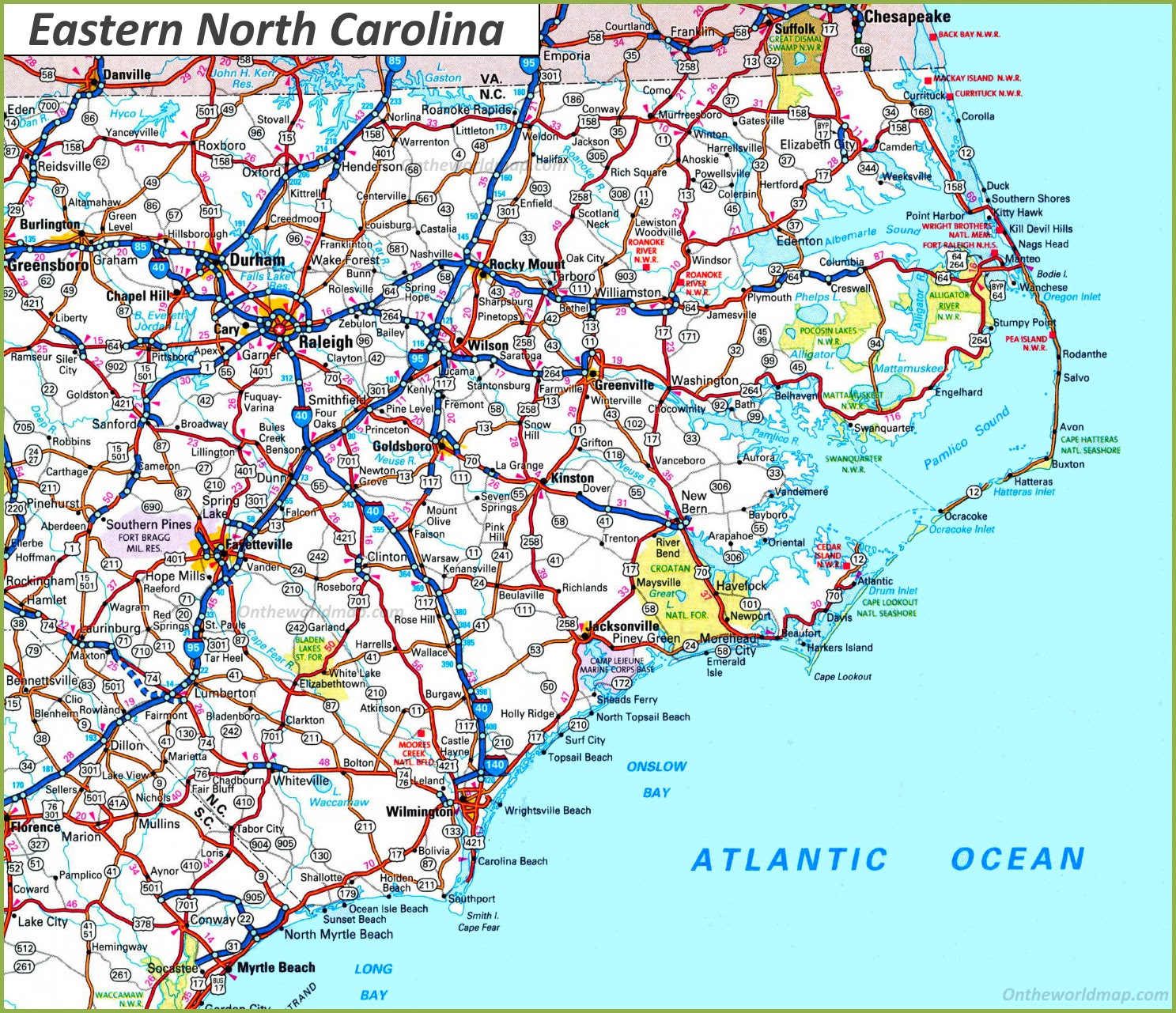 Map Of East Coast Of North Carolina
