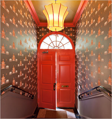 Katie Ridder covered the entrance to this year’s Kips Bay Decorator Show House in her Pagoda wallpaper.