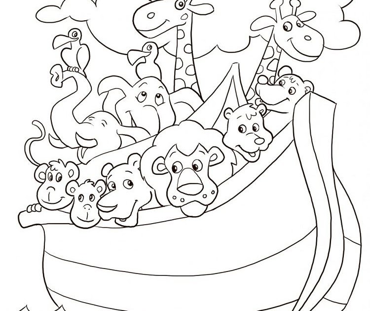 Coloring Page Of Noah's Ark With Animals