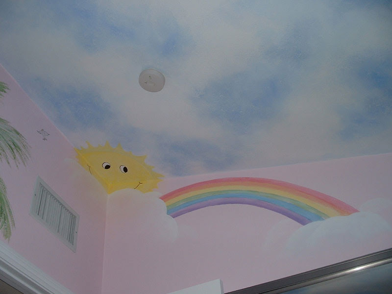 Girls Bedrooms Cloud Painted Ceiling Home Design Elements