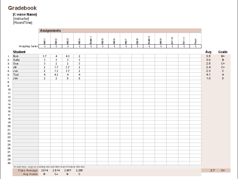 Grading Template For Teachers | Card Template