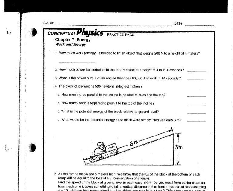 Conservation Of Energy Worksheet Answers - worksheet