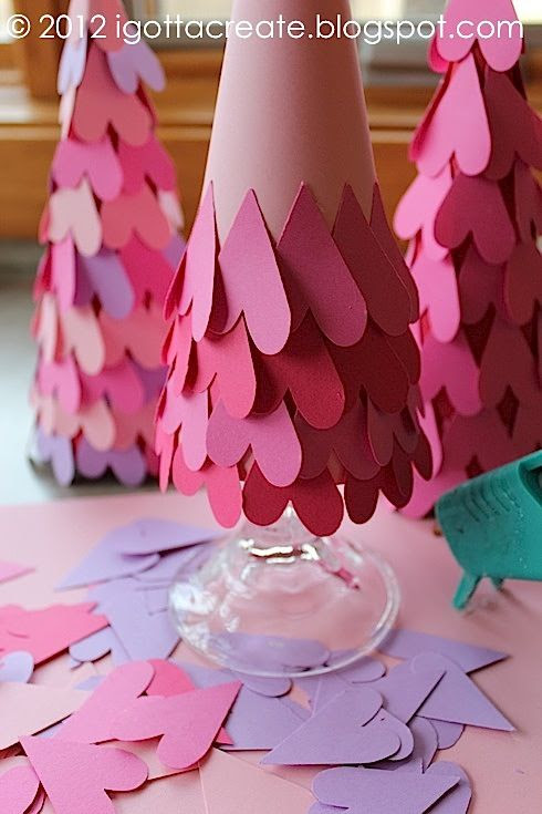 easy paper heart trees for valentines day. love these!