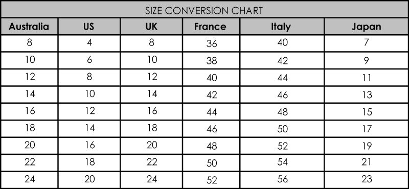 En dehors de l'Europe modèle: Clothes uk size chart conversion to us nz