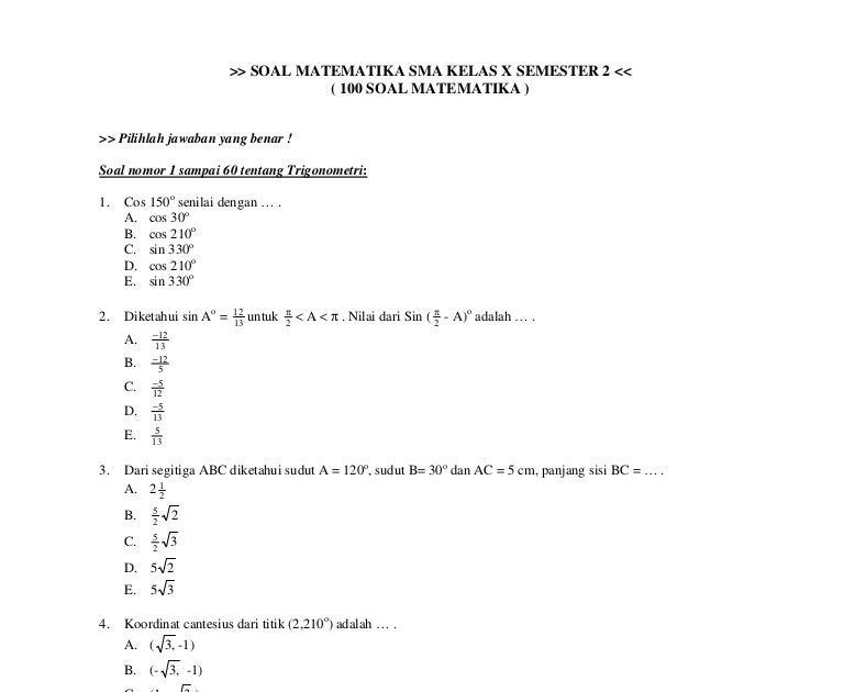 Soal Pilihan Ganda Pemrograman Dasar Kelas X