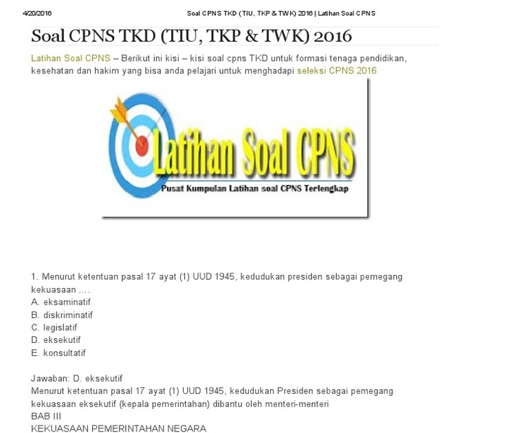 ❤ 16 latihan soal cpns 2018 dan kunci jawaban background