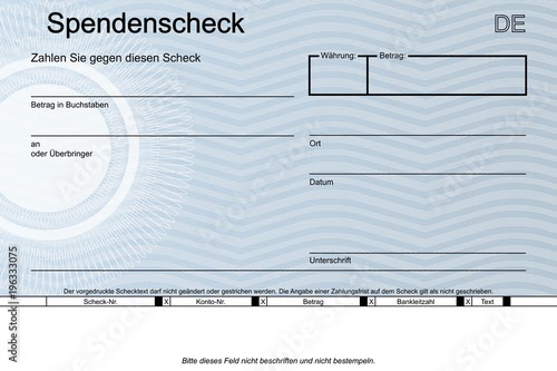 Scheckformular Muster / Gloeckle Scheck Recht