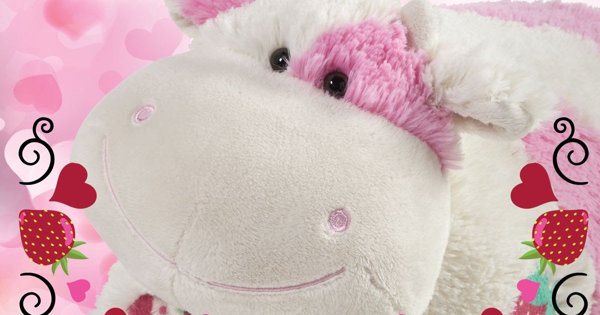 pink cow strawberry pillow pet