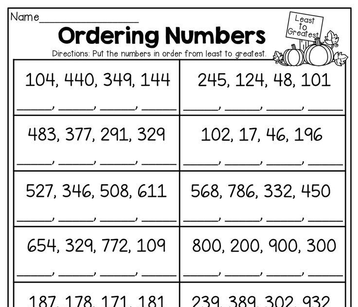 Math Worksheets For Grade 2 Ordering Numbers