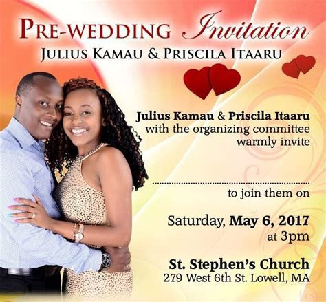 Pre Wedding Party Invitation: Julius Kamau & Priscilla Pre Wedding Party Invitation: Julius Kamau & Priscilla