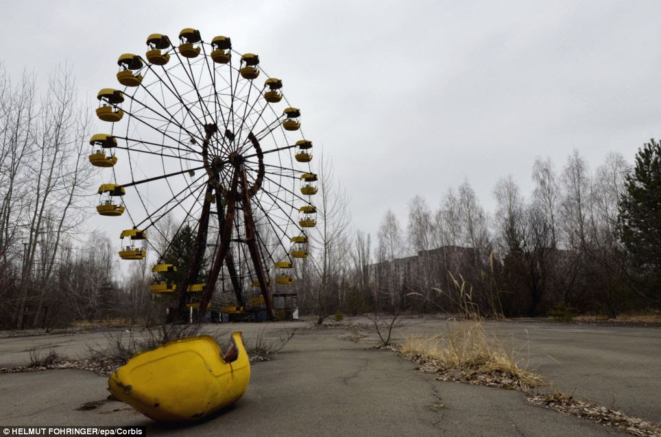 A view of the ferris wheel in the deserted town of Pripyat, near the Chernobyl Nuclear Power Plant, Ukraine