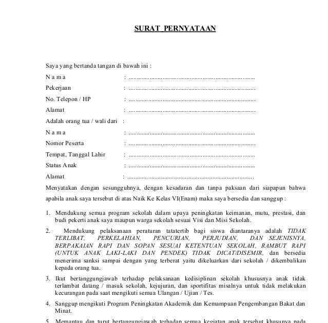 Contoh Surat Pernyataan Terlambat