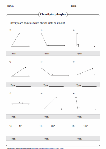 6th Grade Naming Angles Worksheet - worksheet