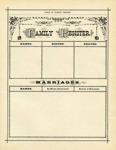 antique family register, genealogy form, family history form, black and white clip art, vintage family clipart