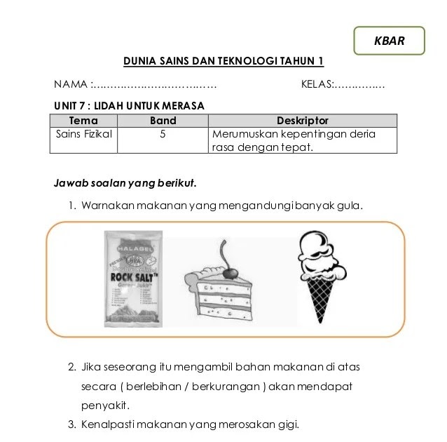 Soalan Sains Tahun 3 Kelas Makanan  Sains Mania