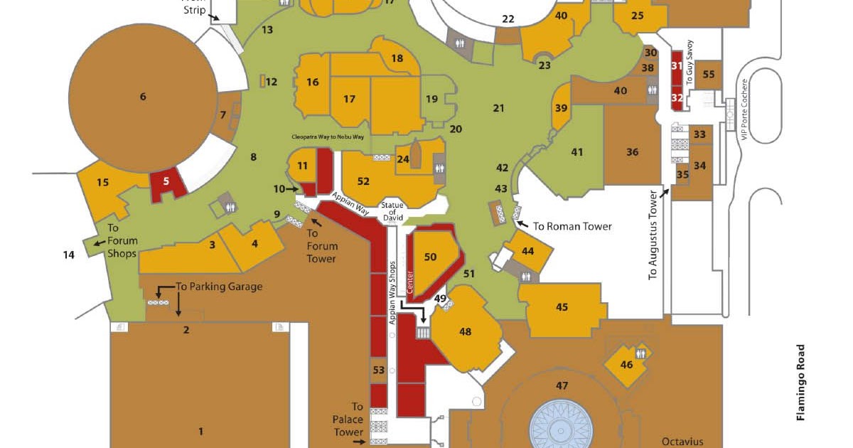 Caesars Palace Towers Map