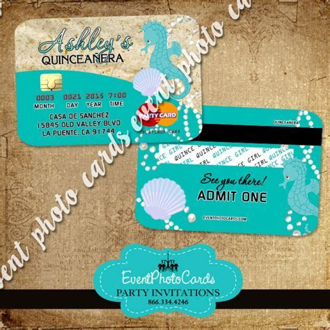 Sea Beach Credit Card , Sweet 15th Invitations Quinceanera Sea Beach Credit Card , Sweet 15th Invitations Quinceanera