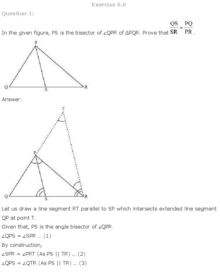 NCERT Solutions for Class 10th Maths Chapter 6 - Triangles