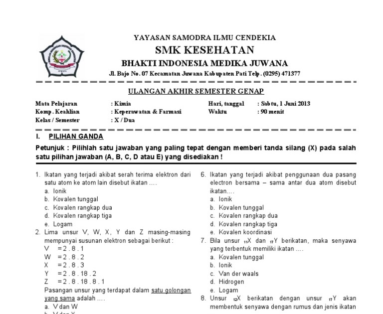 Bank Soal Kimia Kelas 10 Pdf Defi Soal