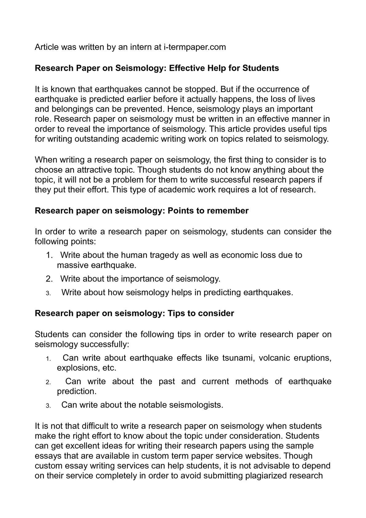 earthquake research paper