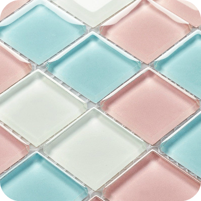 pink, blue and white tiles