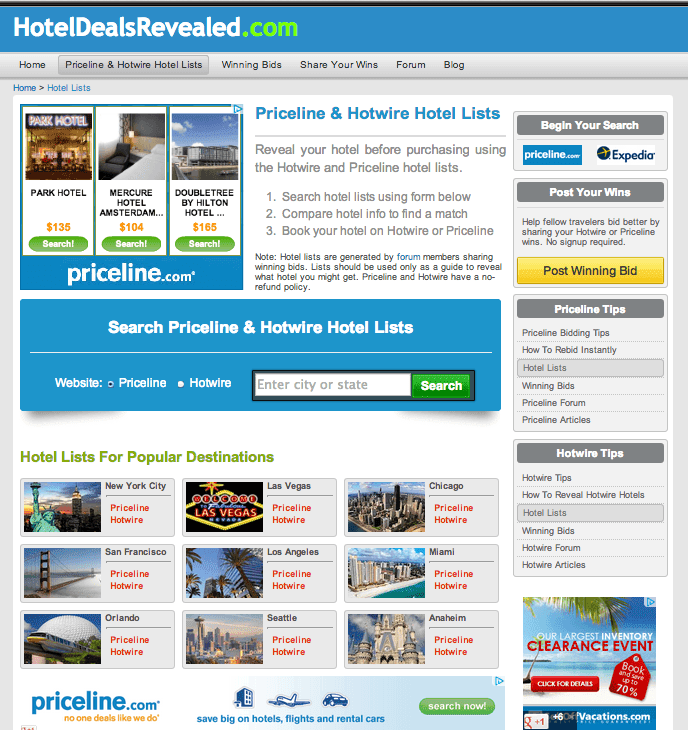 First Class Motel Deal Web Page