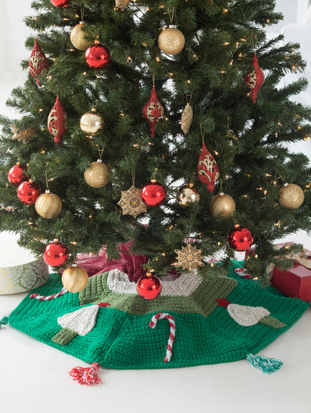 Candy Cane Crochet Tree Skirt