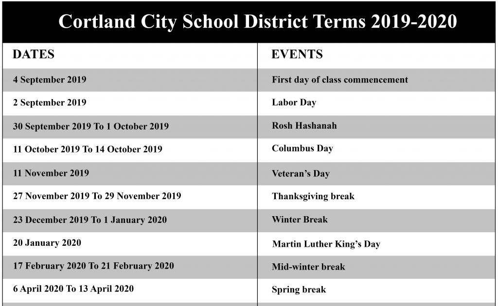 Suny Cortland Academic Calendar 2021 | Printable March