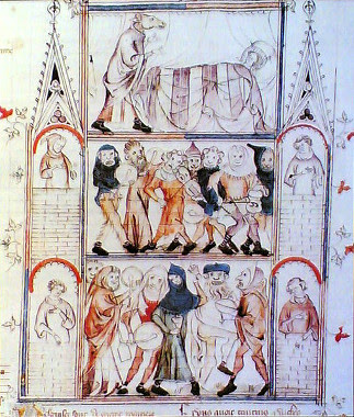 Carnaval medieval Ilustração medieval simbolizando um carnaval do período