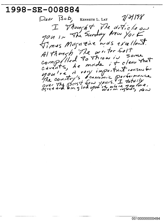 warm memo from lay to rubin