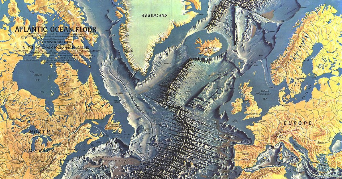 Atlantic Ocean Topographic Map  Tourist Map Of English
