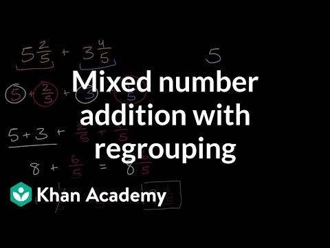 Mixed number addition with regrouping