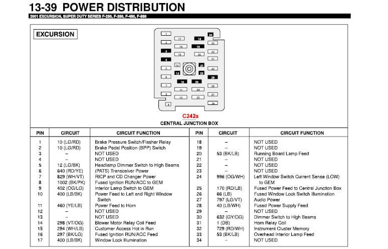 35 2001 F350 Fuse Box Diagram