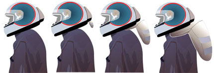 airbag em funcionamento desenho capacete com airbag em funcionamento