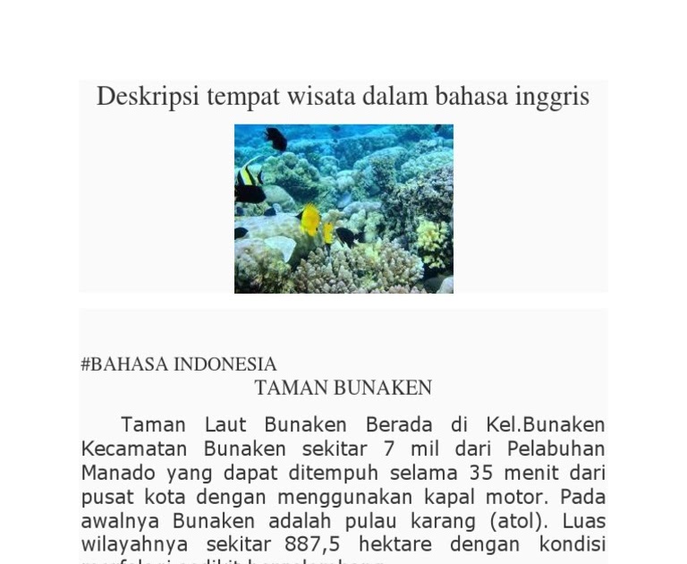 Teks Deskripsi Tentang Tempat Wisata Bahasa Indonesia