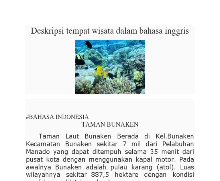 Deskripsi Bahasa Inggris Tentang Tempat Wisata - Data Tempat Pilihan