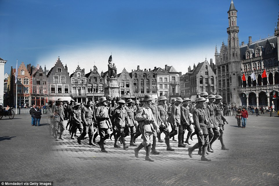 Prisoners of war: One hundred years ago, British soldiers captured at the Western Front by German forces were escorted through the Grand Place in Brussels, Belgium. It is now a major tourist attraction and was voted the world's most beautiful square in 2010