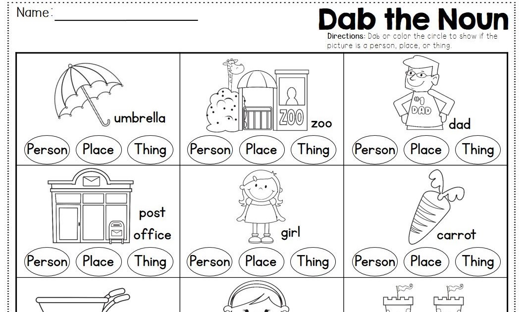 Free Worksheets For Kindergarten Nouns - Latest Perch