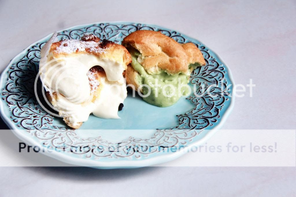 dessert - cheesecake (and matcha) choux puffs