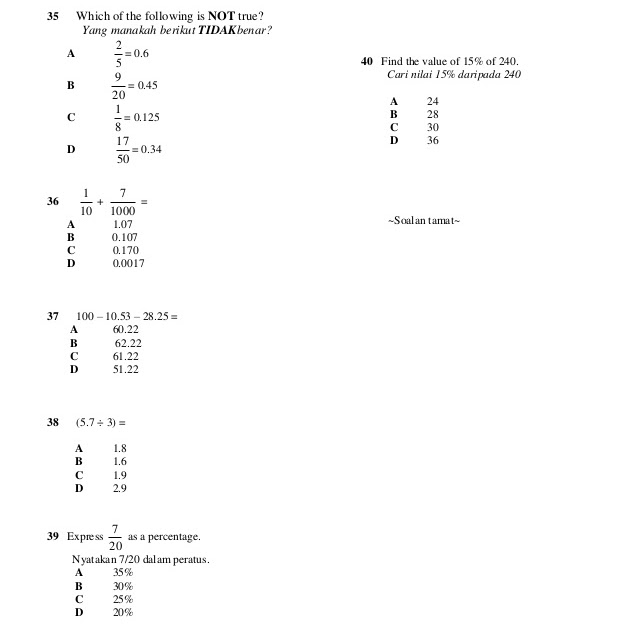 Latihan Indeks Tingkatan 3 : Latihan Matematik Tingkatan 3 Unit 1