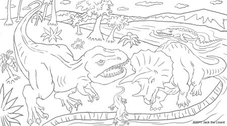 Coloring and Drawing: Dinosaur Megalodon Coloring Pages