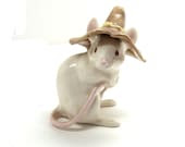 White Porcelain Mouse with Removable Hat Sculpture - BHClaysmith White Porcelain Mouse with Removable Hat Sculpture - BHClaysmith