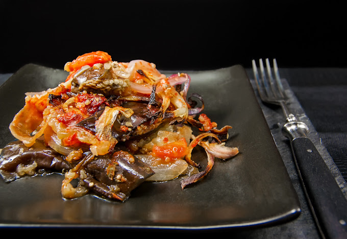 Eggplant Onion and Tomato casserole