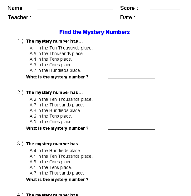 Types Of Numbers Worksheet Grade 7