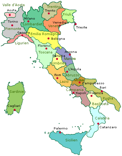 Karta över Regioner Italien | Karta Mellersta