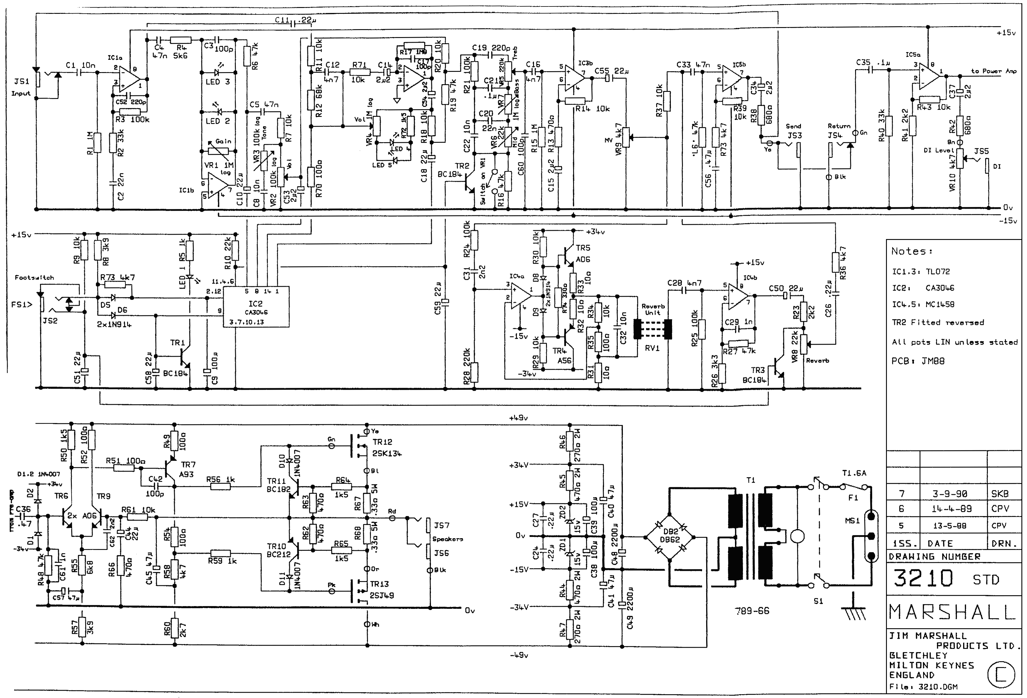Marshall Lead 100 Mosfet Manual - Electronic Diagram