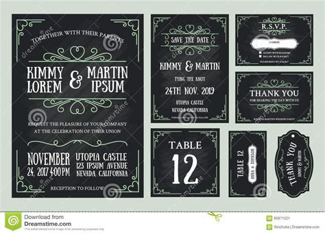 Vintage Wedding Invitation Chalkboard Design Sets Stock Vintage Wedding Invitation Chalkboard Design Sets Stock