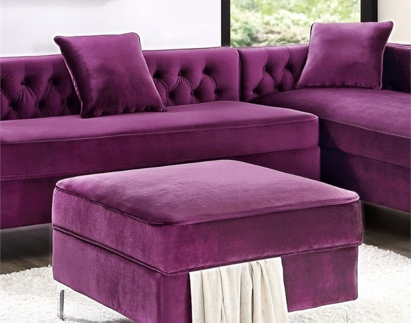 Purple Velvet Bench For Living Room